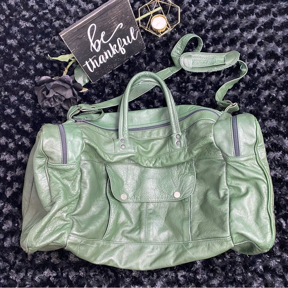 Green Leather Duffel Bag - Picture 3 of 13